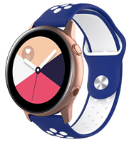 Strap-it Samsung Galaxy Watch Active sport band (blauw wit)
