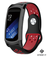 Strap-it Samsung Gear Fit 2 / Gear Fit 2 Pro sport band (zwart/rood)