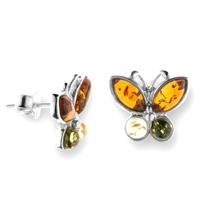 OSTSEE-SCHMUCK Paar Ohrstecker »- Schmetterling - Silber 925/000 - Bernstein« (2-tlg)