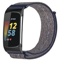 Strap-it Fitbit Charge 5 nylon bandje (blauw)