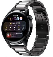 Strap-it Huawei Watch 3 / 3 Pro stalen band (zwart/zilver)