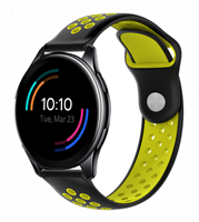 Strap-it OnePlus Watch sport band (zwart/geel)