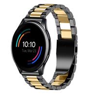 Strap-it OnePlus Watch stalen band (zwart/goud)