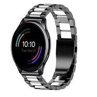 Strap-it OnePlus Watch stalen band (zwart/zilver)