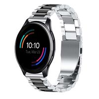 Strap-it OnePlus Watch stalen band (zilver/zwart)
