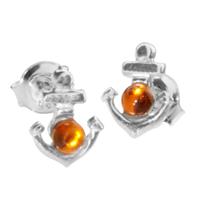 OSTSEE-SCHMUCK Paar Ohrstecker »- Anker - Silber 925/000 - Bernstein« (2-tlg)