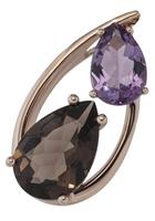 Jobo Kettenanhänger »Anhänger mit Amethyst und Rauchquarz«, 585 Roségold