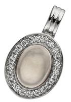 Jobo Kettenanhänger »Anhänger oval«, 925 Silber mit Rosenquarz und 22 Zirkonia