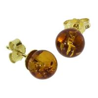 OSTSEE-SCHMUCK Paar Ohrstecker »- Kugel 8 mm - Gold 333/000 - Bernstein« (2-tlg)