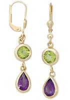 Jobo Paar Ohrhänger »Ohrringe mit Amethyst und Peridot«, 585 Gold