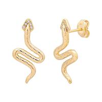 CAÏ Paar Ohrstecker »925 Silber vergoldet Schlange mit Zirkonia«, strukturierte Oberfläche