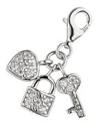 Jobo Charm-Einhänger »Schlüssel zum Herzen«, 925 Silber rhodiniert mit 14 Zirkonia
