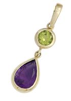 Jobo Kettenanhänger »Anhänger mit Peridot und Amethyst«, 585 Gold