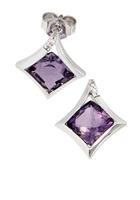 Jobo Paar Ohrstecker »Ohrringe mit Amethyst und 4 Diamanten«, 585 Weißgold