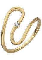 Jobo Fingerring, geschlängelt 585 Gold eismatt mit Diamant 0,05 ct.