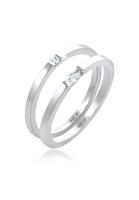 Elli Dames Set Solitaire Marquise Baguette Cut met Zirconia Kristallen in 925 Sterling Zilver Verguld Zilver