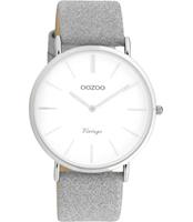 OOZOO Timepieces Horloge Vintage Glitter Zilver/Wit | C20145