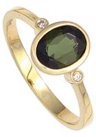 Jobo Diamantring, 585 Gold mit 2 Diamanten und Turmalin