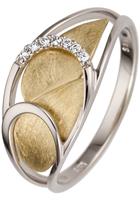 Jobo Fingerring, 585 Gold bicolor mit 7 Diamanten