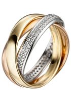 Jobo Diamantring, 585 Gold tricolor mit 122 Diamanten