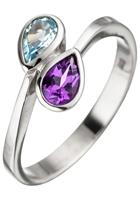 Jobo Fingerring, 925 Silber mit Amethyst und Blautopas