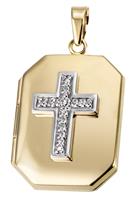 Firetti Medallionanhänger Kreuz, Glaube, bicolor, mit Diamant
