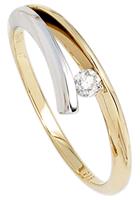 Jobo Solitärring, 585 Gold bicolor mit Diamant 0,10 ct.