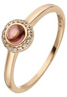 Jobo Diamantring, 585 Roségold mit 16 Diamanten 1 Turmalin Cabochon