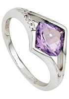 Jobo Diamantring, 585 Weißgold mit Amethyst und 3 Diamanten