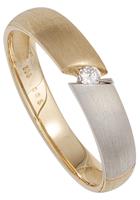 Jobo Solitärring, 585 Gold bicolor mit Diamant 0,05 ct.