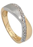 Jobo Diamantring, 585 Gold bicolor mit 16 Diamanten