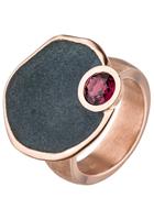 Jobo Fingerring, 925 Silber roségold vergoldet mit Rhodolith