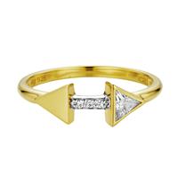 Caï Fingerring 925/- Silber vergoldet Zirkonia Pfeile, Ring
