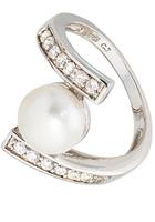 Jobo Perlenring »Ring mit Perle und Zirkonia«, 925 Silber rhodiniert