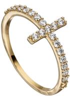 Jobo Fingerring »Ring mit Kreuz«, 333 Gold mit 19 Zirkonia