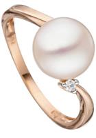 JOBO Perlenring "Ring mit Perle und Diamant", 585 Roségold