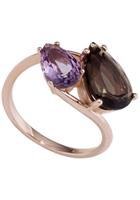 Jobo Fingerring »Ring mit Amethyst und Rauchquarz«, 585 Roségold