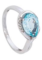 Jobo Fingerring »Ring mit Blautopas und 5 Diamanten«, 585 Weißgold