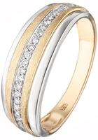 Jobo Fingerring, 585 Gold bicolor eismatt mit 17 Diamanten