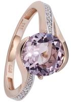 Jobo Fingerring »Ring mit Amethyst und 16 Diamanten«, 585 Roségold bicolor