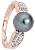 Jobo Perlenring »Ring mit Tahiti-Perle und 34 Diamanten«, 585 Roségold