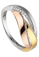 Jobo Fingerring »Tricolor-Ring mit 36 Diamanten«, 585 Gold