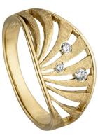 Jobo Fingerring »Ring mit 3 Diamanten 0,10 ct.«, 585 Gold eismatt