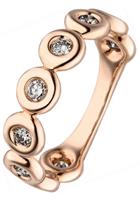 Jobo Fingerring, 585 Roségold mit 9 braunen Diamanten