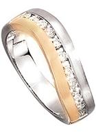 Jobo Fingerring »Ring mit 11 Diamanten«, 585 Gold bicolor