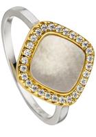 Jobo Silberring »Ring mit Perlmutt und 28 Zirkonia«, 925 Silber bicolor vergoldet