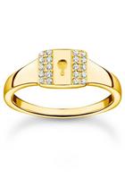 Thomas Sabo Fingerring »Schloss gold, Schloss silber, TR2372-051-14-52,54,56,58,60, TR2372-414-14-52,54,56,58,60«, mit Zirkonia (synth)