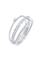 Elli Elli Ring Dames Stapel Elegante Feestelijke Gelaagde Look met Kristallen in 925 Sterling Zilver