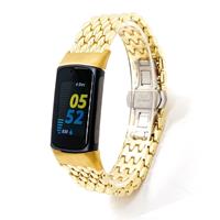 Strap-it Fitbit Charge 5 stalen draak band (goud)