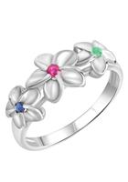 Firetti Silberring »Blüten«, mit Rubin, Saphir, Smaragd